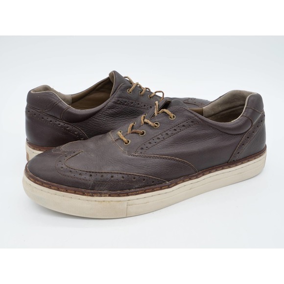 Hush Puppies Sneakers Mens 14 Brown Leather Wingtip Lace Up Low Top Brogue Shoes - Picture 1 of 12